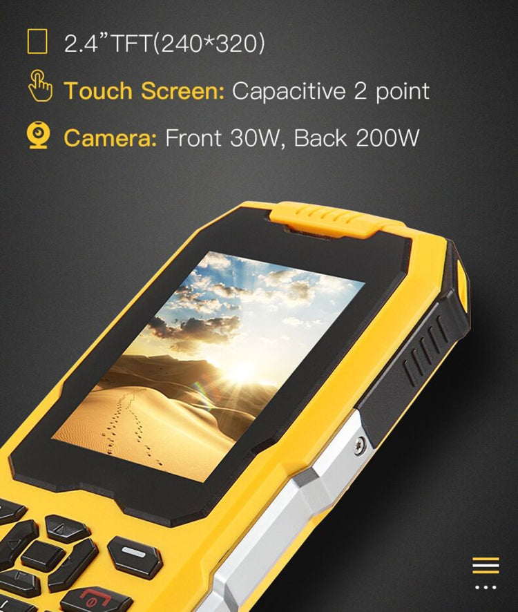 Snopow M2 Plus Rugged Phone, 1GB+8GB, IP68 Waterproof Dustproof Shockproof, 2500mAh Battery, 2.4 inch Android 6.0 MTK6737V/WM Quad Core up to 1.1GHz, 21 Keys, Network: 4G, Dual SIM
