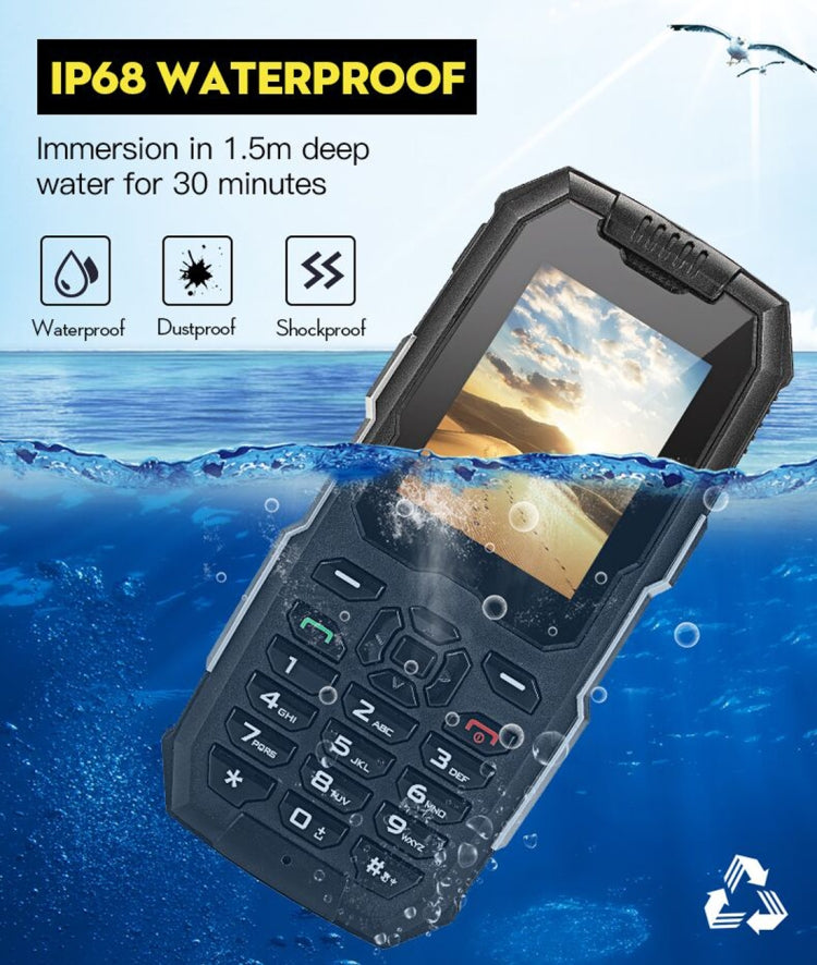 Snopow M2 Plus Rugged Phone, 1GB+8GB, IP68 Waterproof Dustproof Shockproof, 2500mAh Battery, 2.4 inch Android 6.0 MTK6737V/WM Quad Core up to 1.1GHz, 21 Keys, Network: 4G, Dual SIM