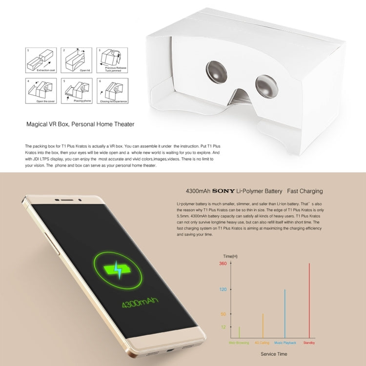 VKworld T1 Plus Kratos, 2GB+16GB, Fingerprint Identification, 2.5D 6.0 inch Android 6.0 MTK6735 Quad Core 1.0GHz, Network: 4G(Gold)