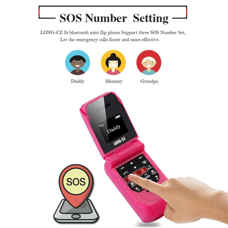 LONG-CZ J9 Mini Flip Style Mobile Phone, 0.66 inch, 18 Keys, Support Bluetooth, FM, SOS, Anti-lost, Magic Sound, Auto Answering, GSM, Single SIM