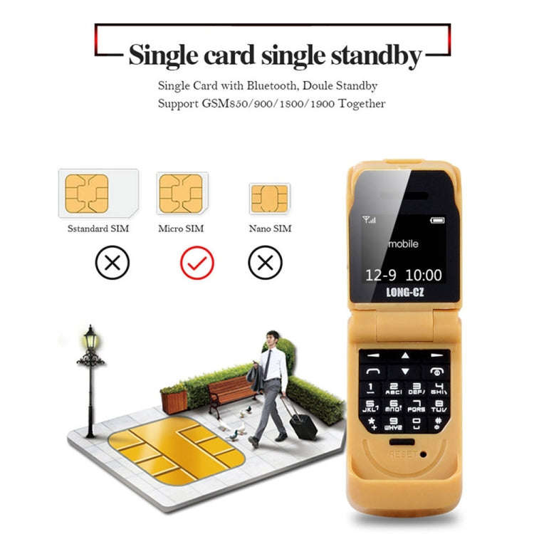 LONG-CZ J9 Mini Flip Style Mobile Phone, 0.66 inch, 18 Keys, Support Bluetooth, FM, SOS, Anti-lost, Magic Sound, Auto Answering, GSM, Single SIM