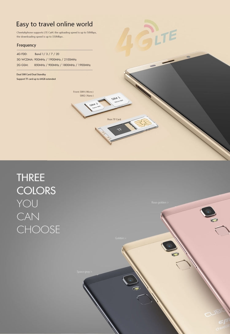 [HK Warehouse] CUBOT CHEETAH, 3GB+32GB, Fingerprint Identification, 5.5 inch Android 6.0 MTK6753 Octa-Core 1.3GHz, Network: 4G