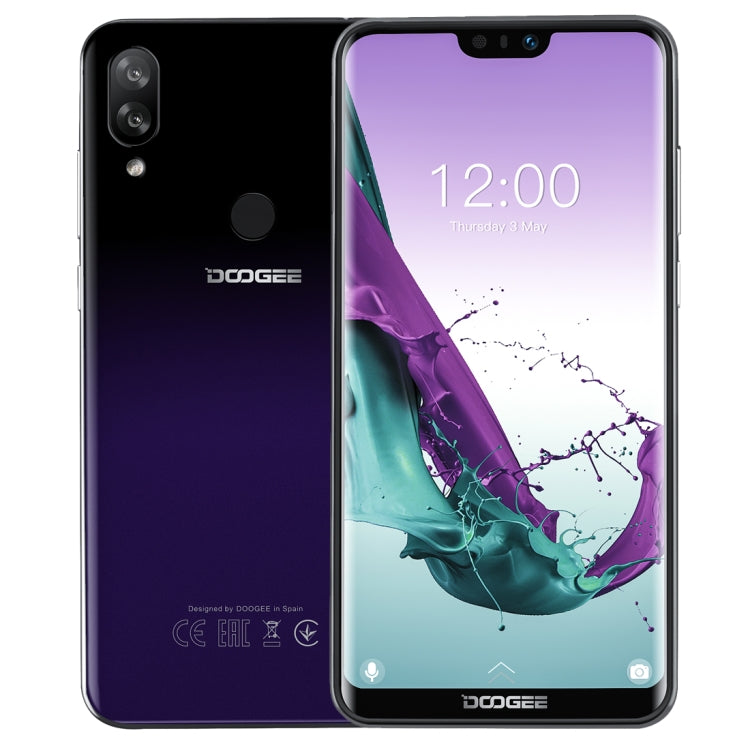 [HK Warehouse] DOOGEE N10, 3GB+32GB, Dual Back Cameras, Face ID & Fingerprint Identification,  5.84 inch Notch Screen Android 8.1 Oreo SC9863A Octa Core up to 1.6GHz, Network: 4G, OTG, Dual SIM (Phantom Purple)