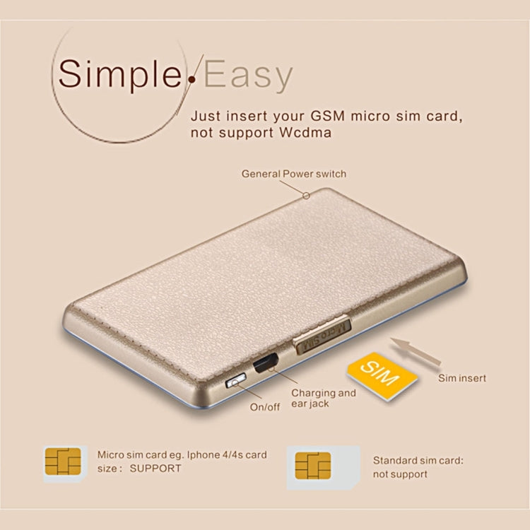 AIEK A6 Card Mobile Phone 8GB, Network: 2G, 6.8mm Ultra Thin Pocket Mini Slim Card Phone, Support Wechat, QQ, Pedometer, MP3, Bluetooth 3.0, FM Radio, Calendar, Calculator, Alarm, Size: 88 x 54 x 6.8 mm