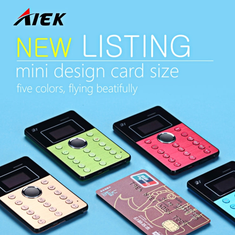 AIEK Q7 Card Mobile Phone, Network: 2G, 7mm Ultra Thin Pocket Mini Slim Card Phone, 1.0 inch LED Display, Bluetooth 3.0, Calendar, Calculator, Alarm, Size: 88 x 55 x 7 mm