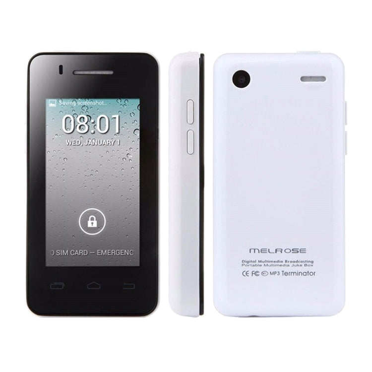 Melrose S1 Card Mobile Phone, 256MB+512MB, Pocket Mini Card Phone, 2.4 inch Touch Screen Android 4.2 MTK6572 Dual Core 1.0GHz, Support WiFi, BT, FM, Alarm, MP3 Music, Calendar, Calculator, Dual SIM Card, Network: 2G