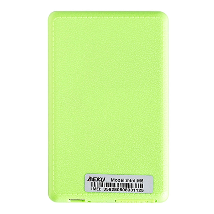 AIEK M5 Card Mobile Phone, Network: 2G, 4.5mm Ultra Thin Pocket Mini Slim Card Phone, 1.0 inch LED Display, QWERTY Keyboard, Support TF / Micro SD Card up to 16GB, Bluetooth, Calendar, FM, MP3, Alarm, Size: 85 x 55 x 4.5 mm
