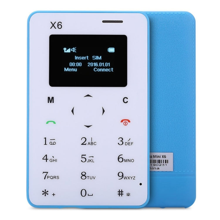 AIEK X6 Card Mobile Phone, Network: 2G, 4.8mm Ultra Thin Pocket Mini Slim Card Phone, 1.0 inch LED Display, QWERTY Keyboard, Bluetooth 3.0, FM, Calendar, Calculator, Alarm, Size: 85 x 52 x 4.8 mm