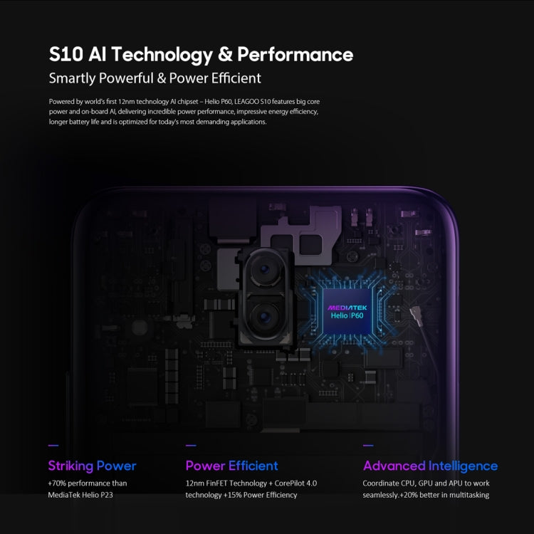 [HK Warehouse] LEAGOO S10,  6GB+128GB, Dual Back Cameras, Face & In-Display Fingerprint Identification, 4050mAh Battery, 6.21 inch Android 8.1 MTK6771 Helio P60 Octa Core up to 2.0GHz, Network: 4G, OTG, Dual SIM(Gradient Blue)