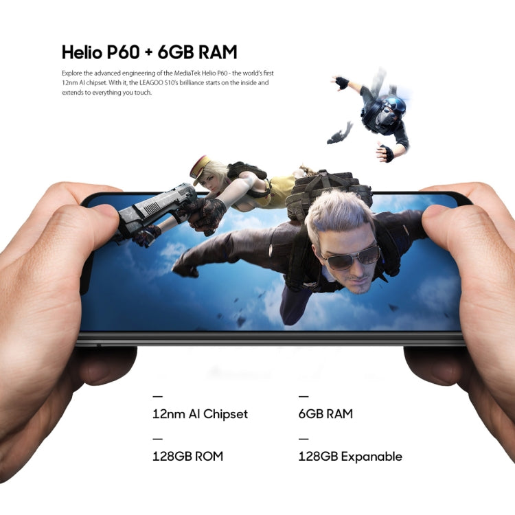 [HK Warehouse] LEAGOO S10,  6GB+128GB, Dual Back Cameras, Face & In-Display Fingerprint Identification, 4050mAh Battery, 6.21 inch Android 8.1 MTK6771 Helio P60 Octa Core up to 2.0GHz, Network: 4G, OTG, Dual SIM(Gradient Blue)