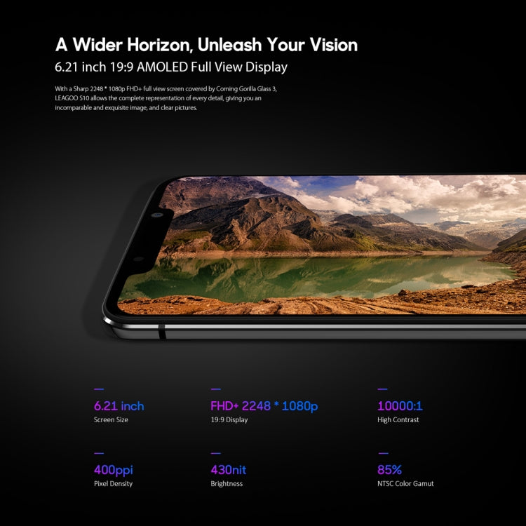 [HK Warehouse] LEAGOO S10,  6GB+128GB, Dual Back Cameras, Face & In-Display Fingerprint Identification, 4050mAh Battery, 6.21 inch Android 8.1 MTK6771 Helio P60 Octa Core up to 2.0GHz, Network: 4G, OTG, Dual SIM(Gradient Blue)