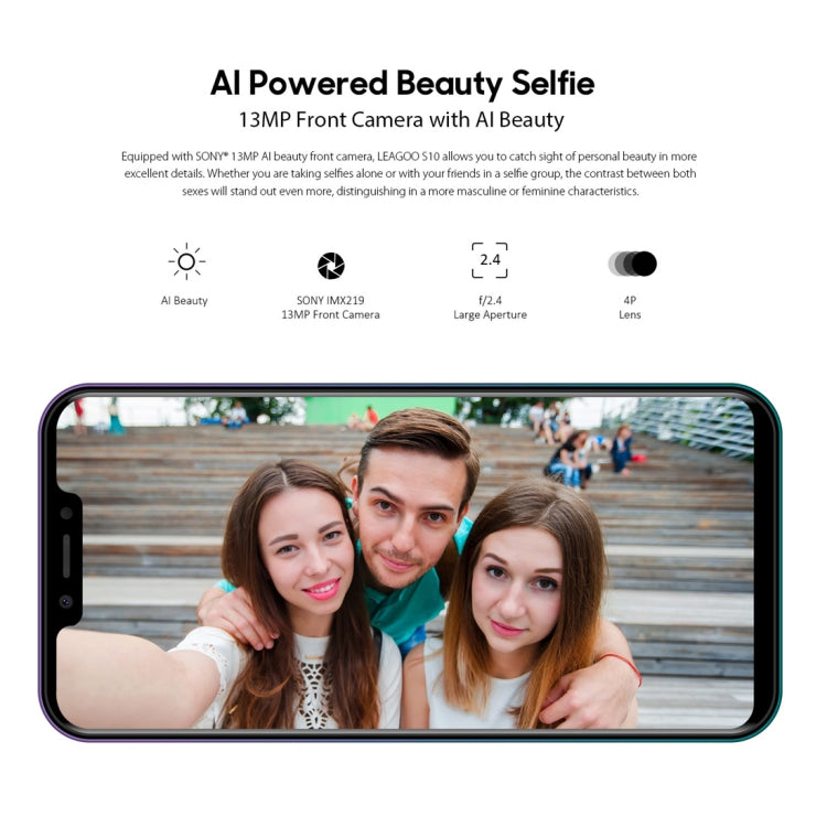 [HK Warehouse] LEAGOO S10,  6GB+128GB, Dual Back Cameras, Face & In-Display Fingerprint Identification, 4050mAh Battery, 6.21 inch Android 8.1 MTK6771 Helio P60 Octa Core up to 2.0GHz, Network: 4G, OTG, Dual SIM(Gradient Blue)