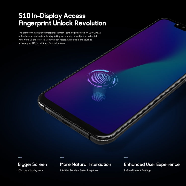 [HK Warehouse] LEAGOO S10,  6GB+128GB, Dual Back Cameras, Face & In-Display Fingerprint Identification, 4050mAh Battery, 6.21 inch Android 8.1 MTK6771 Helio P60 Octa Core up to 2.0GHz, Network: 4G, OTG, Dual SIM(Gradient Blue)