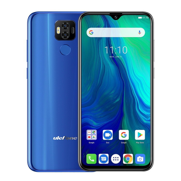 [HK Warehouse] Ulefone Power 6, 4GB+64GB, Dual Back Cameras, Face ID & Fingerprint Identification, 6350mAh Battery, 6.3 inch Android 9.0 MTK6765V Helio P35 Octa-core 64-bit up to 2.3GHz, Network: 4G, Dual SIM, NFC, OTG (Blue)