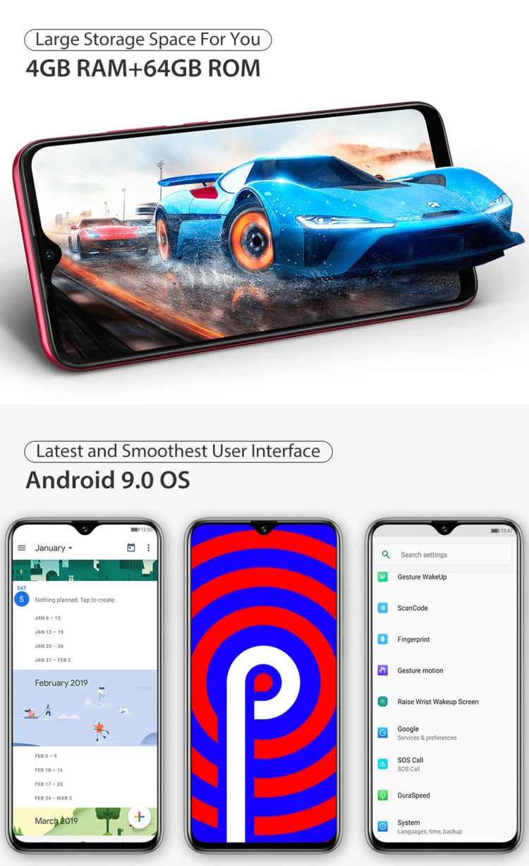[HK Warehouse] Ulefone Power 6, 4GB+64GB, Dual Back Cameras, Face ID & Fingerprint Identification, 6350mAh Battery, 6.3 inch Android 9.0 MTK6765V Helio P35 Octa-core 64-bit up to 2.3GHz, Network: 4G, Dual SIM, NFC, OTG (Blue)