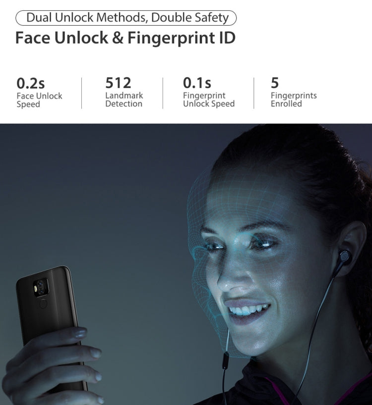 [HK Warehouse] Ulefone Power 6, 4GB+64GB, Dual Back Cameras, Face ID & Fingerprint Identification, 6350mAh Battery, 6.3 inch Android 9.0 MTK6765V Helio P35 Octa-core 64-bit up to 2.3GHz, Network: 4G, Dual SIM, NFC, OTG (Blue)