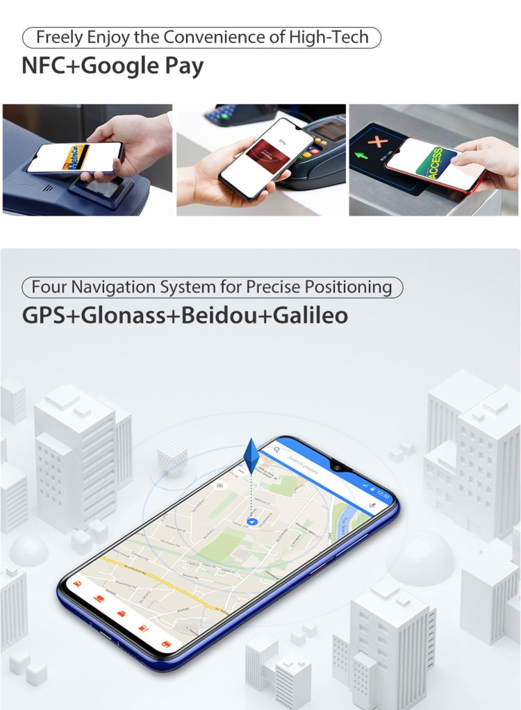 [HK Warehouse] Ulefone Power 6, 4GB+64GB, Dual Back Cameras, Face ID & Fingerprint Identification, 6350mAh Battery, 6.3 inch Android 9.0 MTK6765V Helio P35 Octa-core 64-bit up to 2.3GHz, Network: 4G, Dual SIM, NFC, OTG (Blue)