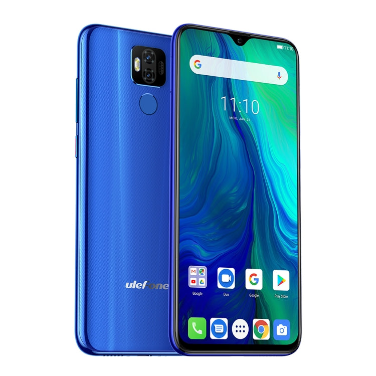 [HK Warehouse] Ulefone Power 6, 4GB+64GB, Dual Back Cameras, Face ID & Fingerprint Identification, 6350mAh Battery, 6.3 inch Android 9.0 MTK6765V Helio P35 Octa-core 64-bit up to 2.3GHz, Network: 4G, Dual SIM, NFC, OTG (Blue)