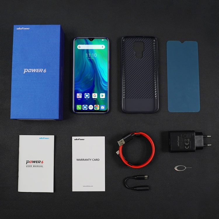 [HK Warehouse] Ulefone Power 6, 4GB+64GB, Dual Back Cameras, Face ID & Fingerprint Identification, 6350mAh Battery, 6.3 inch Android 9.0 MTK6765V Helio P35 Octa-core 64-bit up to 2.3GHz, Network: 4G, Dual SIM, NFC, OTG (Blue)