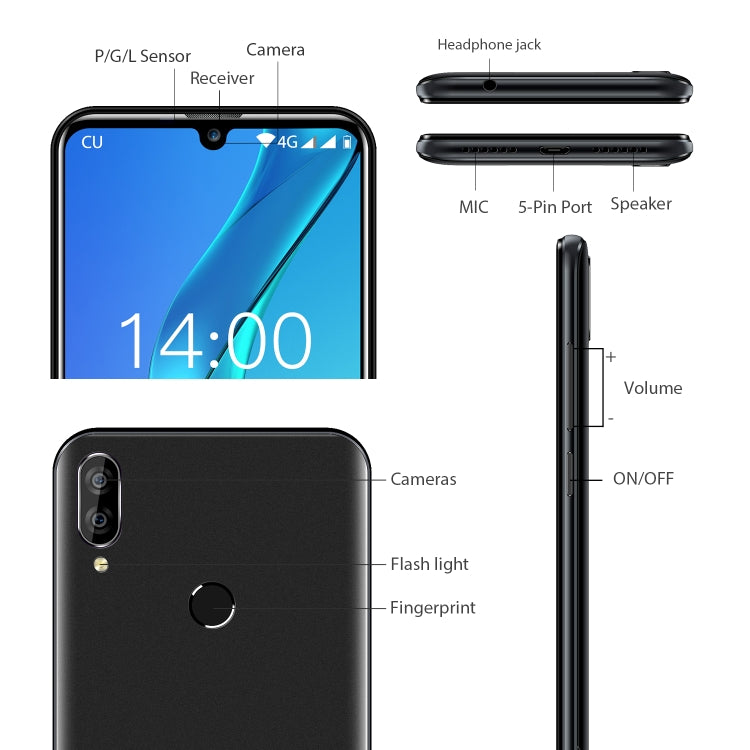 [HK Warehouse] OUKITEL C16 Pro, 3GB+32GB, Dual Back Cameras, Face ID & Fingerprint Identification, 5.71 inch Water-drop Screen Android 9.0 Pie MTK6761P Quad Core up to 2.0GHz, Network: 4G, Dual SIM