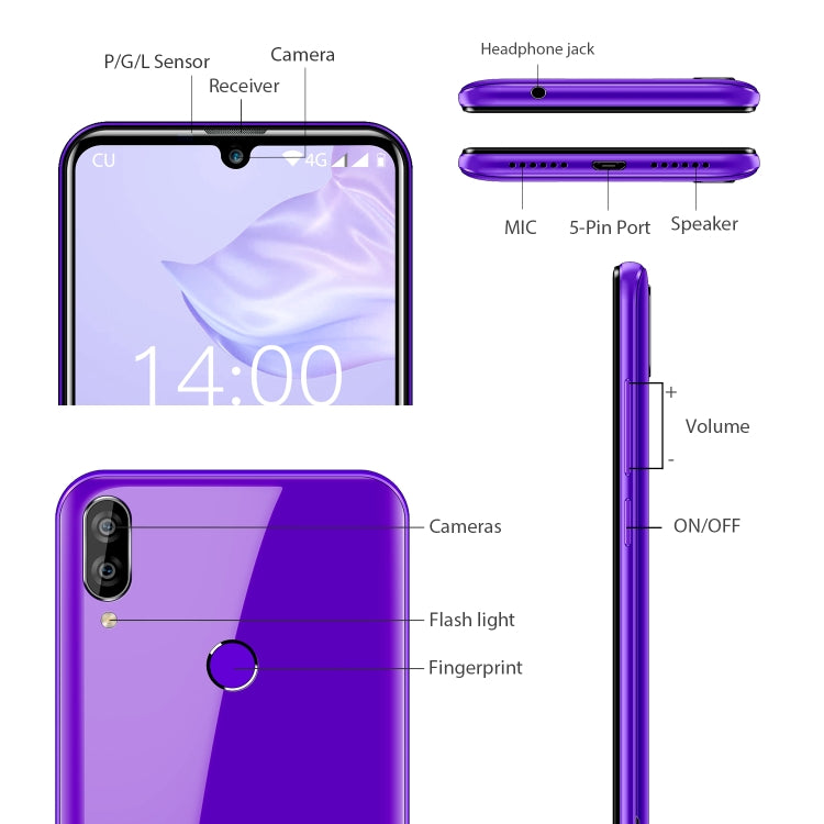 [HK Warehouse] OUKITEL C16 Pro, 3GB+32GB, Dual Back Cameras, Face ID & Fingerprint Identification, 5.71 inch Water-drop Screen Android 9.0 Pie MTK6761P Quad Core up to 2.0GHz, Network: 4G, Dual SIM
