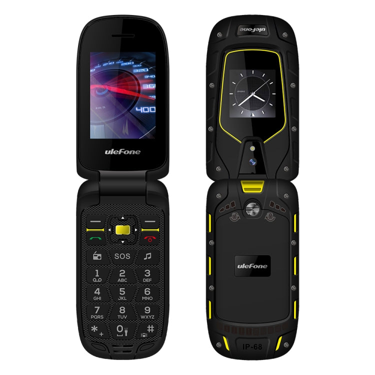 [HK Warehouse] Ulefone Armor Flip Rugged Phone, IP68/IP69K/MIL-STD-810G Waterproof Dustproof Shockproof, 2.4 inch + 1.44 inch, MTK6261A, Bluetooth, FM, Network: 2G, Dual SIM(Black)