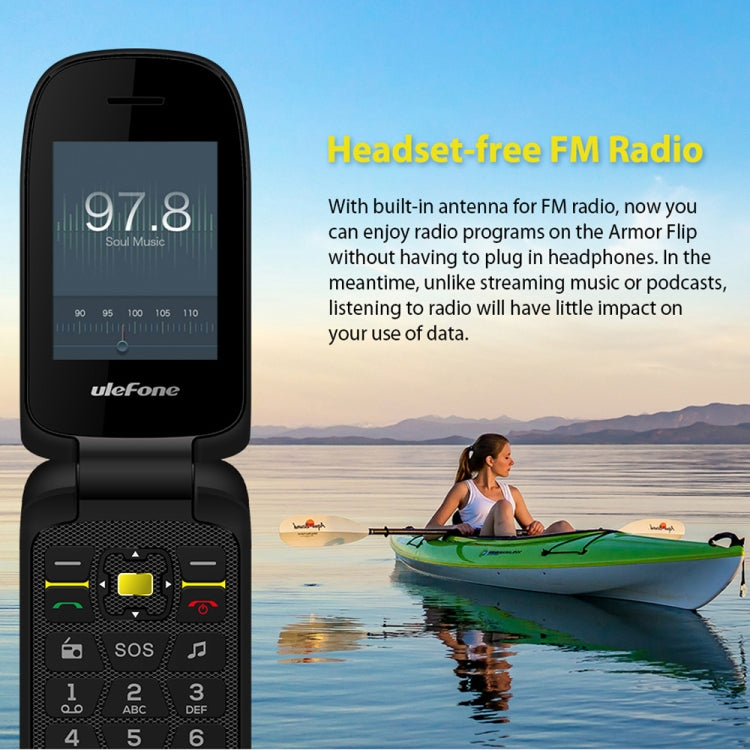 [HK Warehouse] Ulefone Armor Flip Rugged Phone, IP68/IP69K/MIL-STD-810G Waterproof Dustproof Shockproof, 2.4 inch + 1.44 inch, MTK6261A, Bluetooth, FM, Network: 2G, Dual SIM(Black)