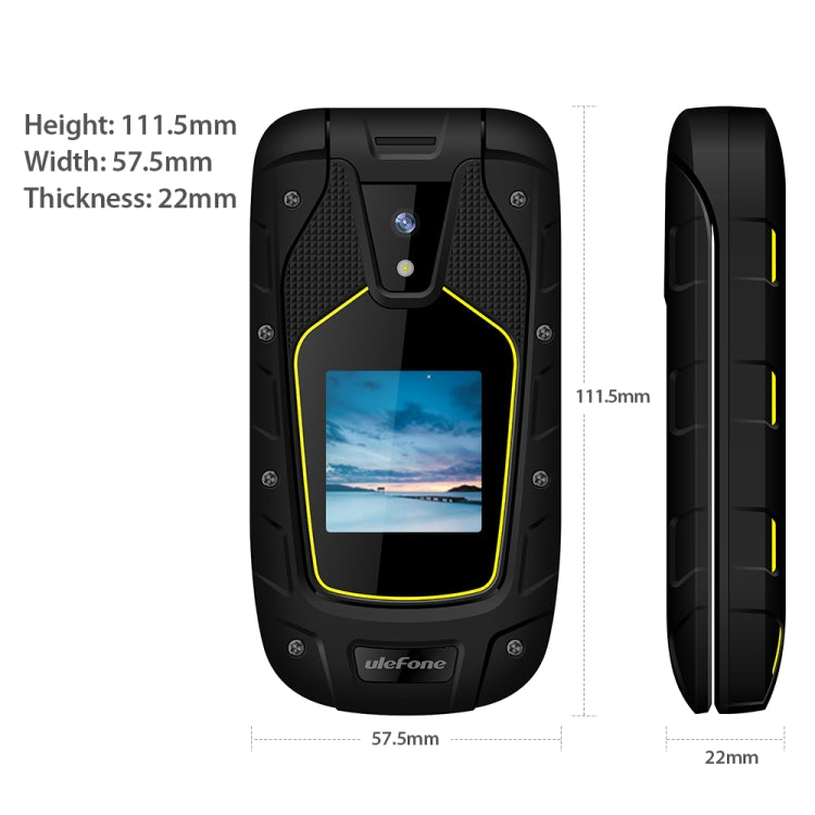 [HK Warehouse] Ulefone Armor Flip Rugged Phone, IP68/IP69K/MIL-STD-810G Waterproof Dustproof Shockproof, 2.4 inch + 1.44 inch, MTK6261A, Bluetooth, FM, Network: 2G, Dual SIM(Black)