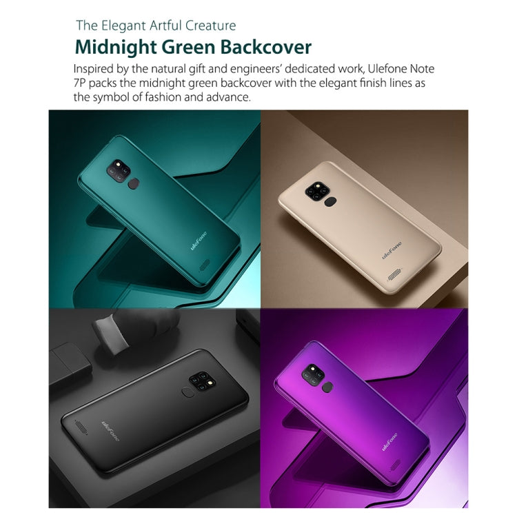[HK Warehouse] Ulefone Note 7P, 3GB+32GB, Triple Rear Cameras & Face Unlock & Fingerprint ID Identification, 6.1 inch Waterdrop Screen,  Android 9.0 MT6761 Quad-core 64-bit 2.0GHz, Network: 4G, Dual SIM & OTG