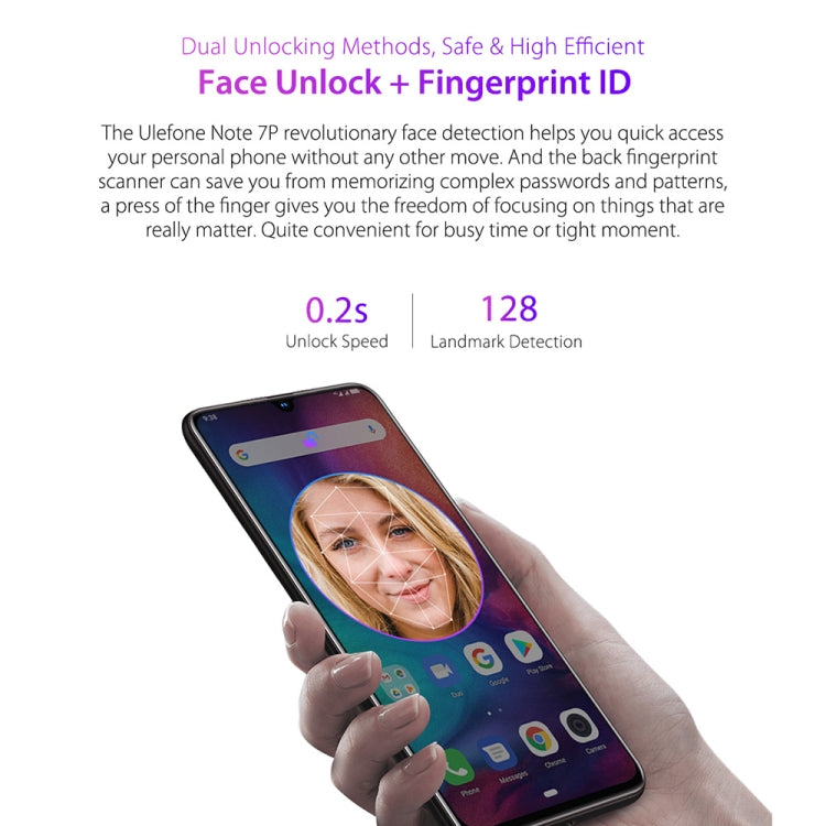 [HK Warehouse] Ulefone Note 7P, 3GB+32GB, Triple Rear Cameras & Face Unlock & Fingerprint ID Identification, 6.1 inch Waterdrop Screen,  Android 9.0 MT6761 Quad-core 64-bit 2.0GHz, Network: 4G, Dual SIM & OTG