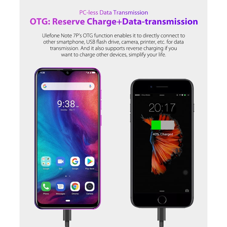 [HK Warehouse] Ulefone Note 7P, 3GB+32GB, Triple Rear Cameras & Face Unlock & Fingerprint ID Identification, 6.1 inch Waterdrop Screen,  Android 9.0 MT6761 Quad-core 64-bit 2.0GHz, Network: 4G, Dual SIM & OTG