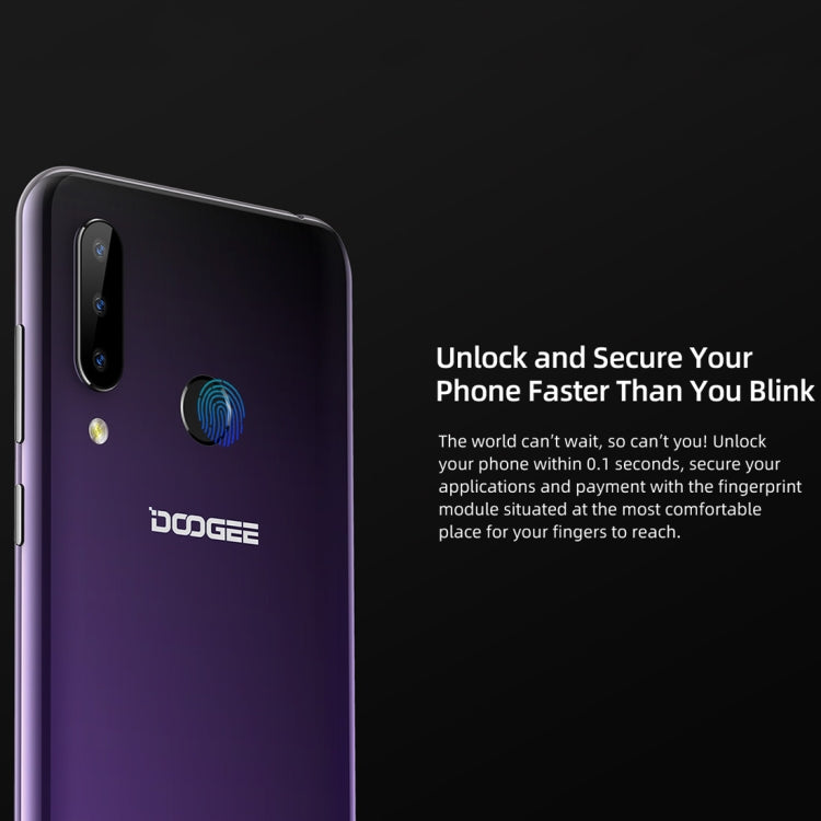 [HK Warehouse] DOOGEE N20, 4GB+64GB, Triple Back Cameras, Fingerprint Identification, 4350mAh Battery, 6.3 inch Waterdrop Notch Screen Android 9.0 Pie MTK6763V Octa Core up to 2.0GHz, Network: 4G, Dual SIM