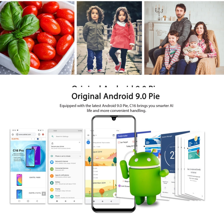 [HK Warehouse] OUKITEL C16, 2GB+16GB, Dual Back Cameras, Face ID & Fingerprint Identification, 5.71 inch Water-drop Screen Android 9.0 Pie MTK6580P Quad Core up to 1.5GHz, Network: 3G, Dual SIM