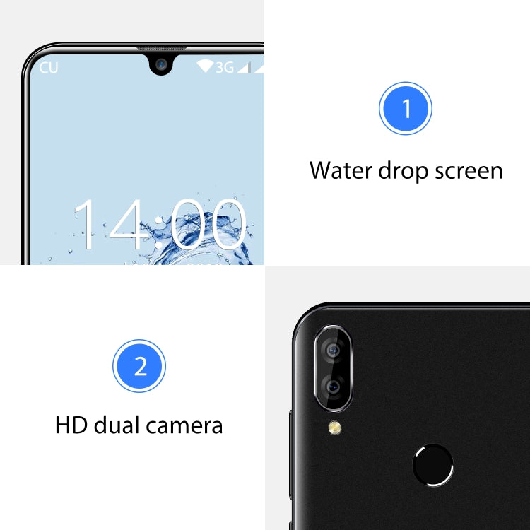 [HK Warehouse] OUKITEL C16, 2GB+16GB, Dual Back Cameras, Face ID & Fingerprint Identification, 5.71 inch Water-drop Screen Android 9.0 Pie MTK6580P Quad Core up to 1.5GHz, Network: 3G, Dual SIM