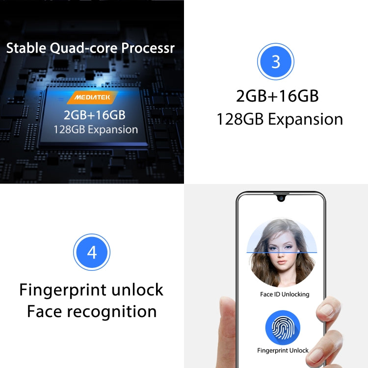 [HK Warehouse] OUKITEL C16, 2GB+16GB, Dual Back Cameras, Face ID & Fingerprint Identification, 5.71 inch Water-drop Screen Android 9.0 Pie MTK6580P Quad Core up to 1.5GHz, Network: 3G, Dual SIM