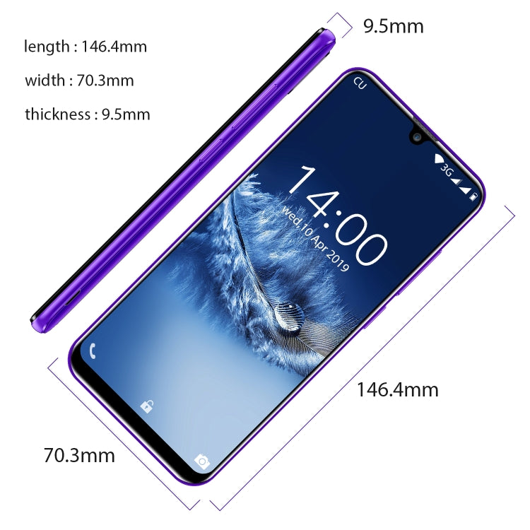 [HK Warehouse] OUKITEL C16, 2GB+16GB, Dual Back Cameras, Face ID & Fingerprint Identification, 5.71 inch Water-drop Screen Android 9.0 Pie MTK6580P Quad Core up to 1.5GHz, Network: 3G, Dual SIM