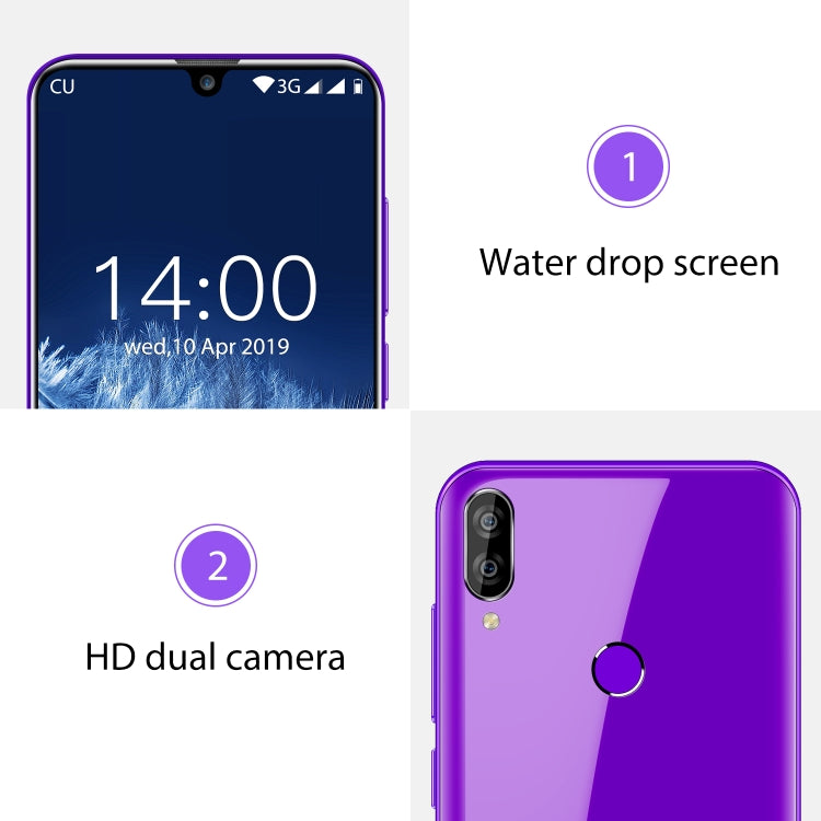 [HK Warehouse] OUKITEL C16, 2GB+16GB, Dual Back Cameras, Face ID & Fingerprint Identification, 5.71 inch Water-drop Screen Android 9.0 Pie MTK6580P Quad Core up to 1.5GHz, Network: 3G, Dual SIM