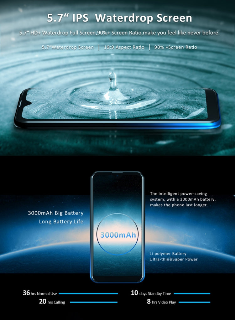 [HK Warehouse] LEAGOO M12, 2GB+16GB, Dual Back Cameras, Face ID Identification, 5.7 inch Water-drop Screen Android 9.0 MTK6739WW Quad Core up to 1.5GHz, Network: 4G, Dual SIM