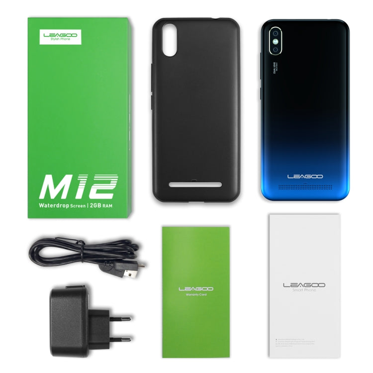 [HK Warehouse] LEAGOO M12, 2GB+16GB, Dual Back Cameras, Face ID Identification, 5.7 inch Water-drop Screen Android 9.0 MTK6739WW Quad Core up to 1.5GHz, Network: 4G, Dual SIM