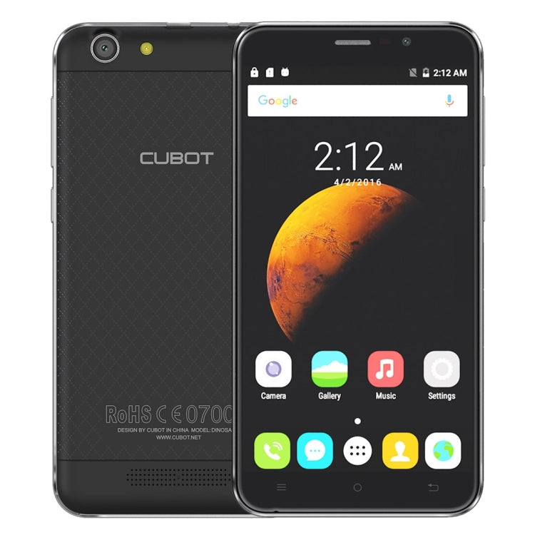 [HK Warehouse] CUBOT Dinosaur 16GB, Network: 4G, Hot Knot Data Transfer Technology, 4150mAh Battery, 5.5 inch Screen Android6.0 MT6735 Quad-Core 1.3GHz, RAM: 3GB(Black)
