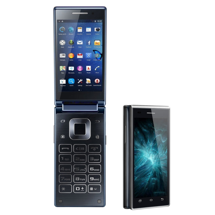 VKworld T2 8GB, 1GB+8GB, Dual-screen Dual-ear Speaker Business Flip Phone, Double Camera Flash, 4.0 inch Double FWVGA + IPS Screen with Physical Keyboard, Android 5.1 MTK6580 Quad Core 1.3GHZ, Network: 3G(Dark Blue)