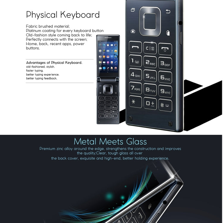 VKworld T2 8GB, 1GB+8GB, Dual-screen Dual-ear Speaker Business Flip Phone, Double Camera Flash, 4.0 inch Double FWVGA + IPS Screen with Physical Keyboard, Android 5.1 MTK6580 Quad Core 1.3GHZ, Network: 3G(Dark Blue)