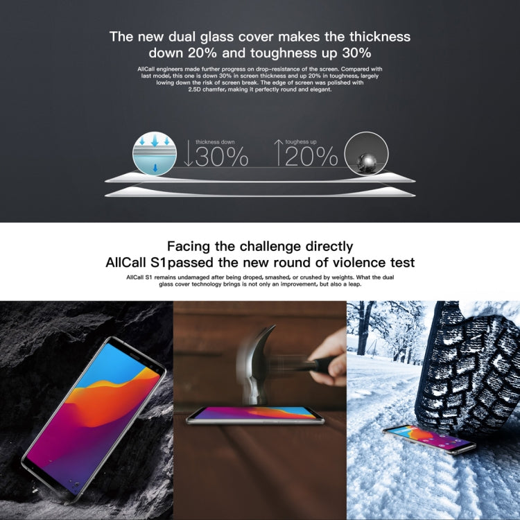 AllCall S1, 2GB+16GB, Dual Back Cameras + Dual Front Cameras, 5000mAh Battery, 5.5 inch Android 8.1 MTK6580A Quad Core, Network: 3G, OTG, Dual SIM