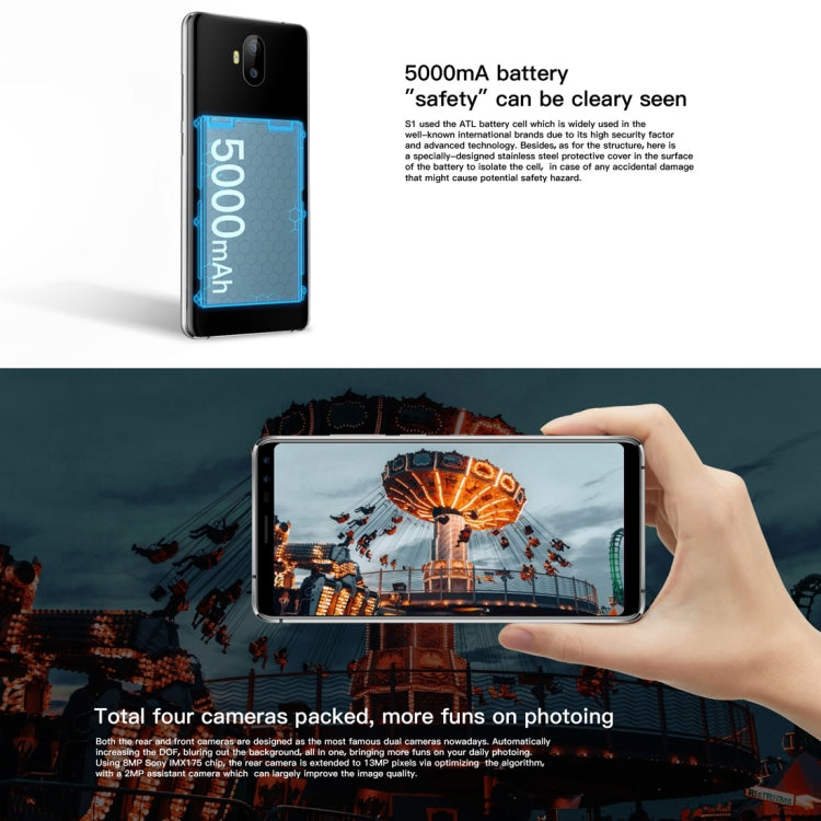 AllCall S1, 2GB+16GB, Dual Back Cameras + Dual Front Cameras, 5000mAh Battery, 5.5 inch Android 8.1 MTK6580A Quad Core, Network: 3G, OTG, Dual SIM