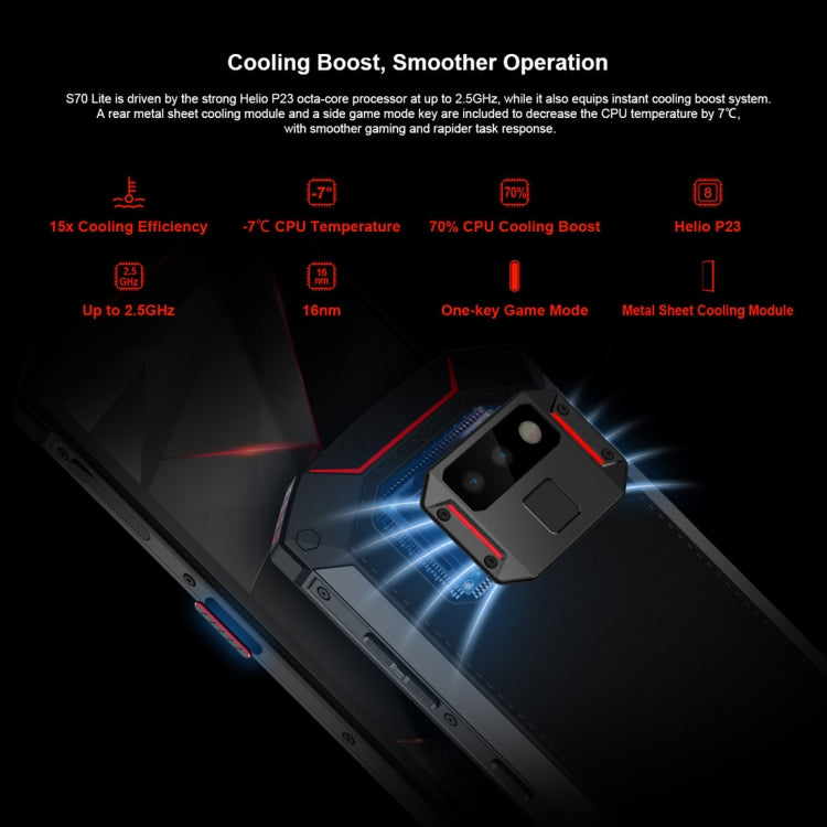 [HK Warehouse] DOOGEE S70 Lite Rugged Phone, 4GB+64GB, IP68 Waterproof Dustproof Shockproof, 5500mAh Battery, Dual Back Cameras, Fingerprint Identification, 5.99 inch Android 8.1 MTK Helio P23 Octa Core up to 2.5GHz, Network: 4G(Red)