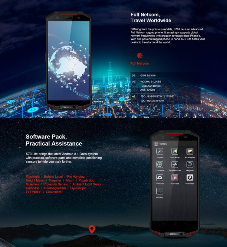 [HK Warehouse] DOOGEE S70 Lite Rugged Phone, 4GB+64GB, IP68 Waterproof Dustproof Shockproof, 5500mAh Battery, Dual Back Cameras, Fingerprint Identification, 5.99 inch Android 8.1 MTK Helio P23 Octa Core up to 2.5GHz, Network: 4G(Red)