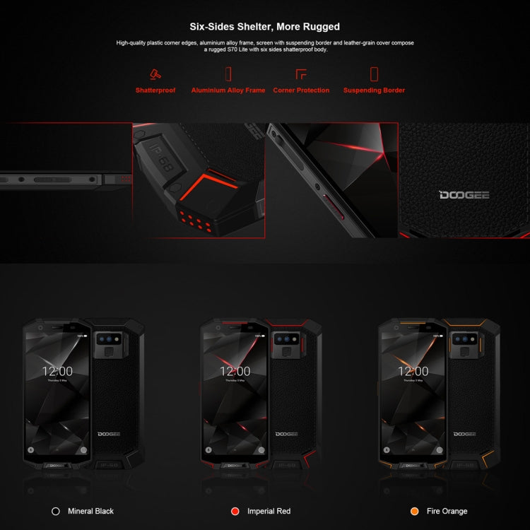 [HK Warehouse] DOOGEE S70 Lite Rugged Phone, 4GB+64GB, IP68 Waterproof Dustproof Shockproof, 5500mAh Battery, Dual Back Cameras, Fingerprint Identification, 5.99 inch Android 8.1 MTK Helio P23 Octa Core up to 2.5GHz, Network: 4G(Red)