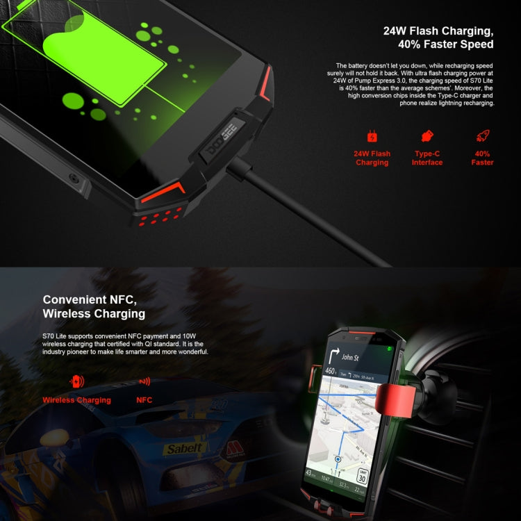 [HK Warehouse] DOOGEE S70 Lite Rugged Phone, 4GB+64GB, IP68 Waterproof Dustproof Shockproof, 5500mAh Battery, Dual Back Cameras, Fingerprint Identification, 5.99 inch Android 8.1 MTK Helio P23 Octa Core up to 2.5GHz, Network: 4G(Red)