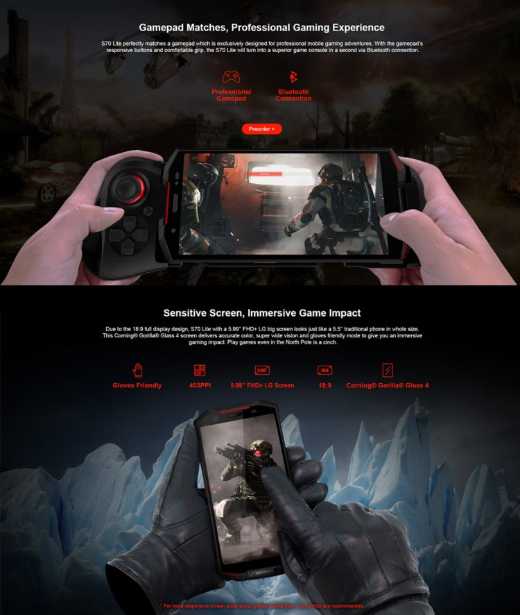 [HK Warehouse] DOOGEE S70 Lite Rugged Phone, 4GB+64GB, IP68 Waterproof Dustproof Shockproof, 5500mAh Battery, Dual Back Cameras, Fingerprint Identification, 5.99 inch Android 8.1 MTK Helio P23 Octa Core up to 2.5GHz, Network: 4G(Red)