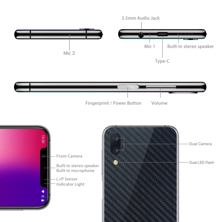 [HK Warehouse] UMIDIGI One Pro, 4GB+64GB, Global Band Dual 4G, Dual Back Cameras, Face ID & Side Fingerprint Identification, 5.9 inch Android 8.1 MTK Helio P23 Octa Core up to 2.0GHz, Network: 4G, VoLTE, NFC, Wireless Charge, Dual SIM
